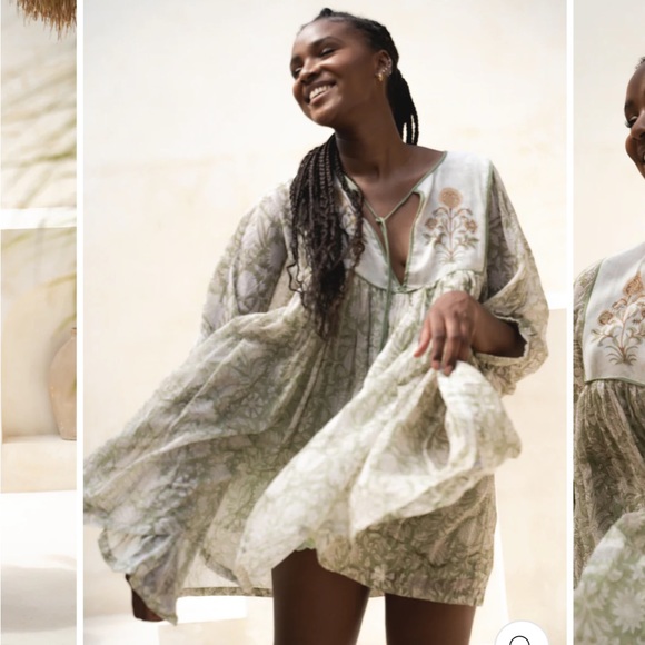 NWT Daughters of India Diya Mini Dress in Pistachio, sz XL - Picture 2 of 15